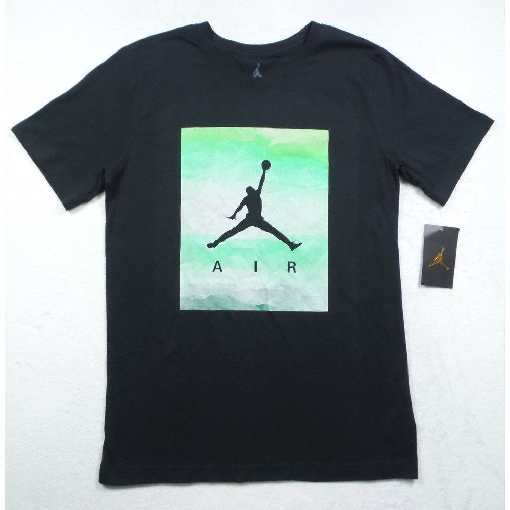 Nike Air Jordan Shirt Boys Size XL (13-15 YRS) Black Short Sleeve Crew Neck NWT